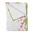 thumbnail image 2 of Shabby Flora Soft Flannel Fleece Blanket, Floral Frame with Pink Meadow Flowers in Spring Foliage Blooms Nature Ornate, Cozy Plush for Indoor and Outdoor Use, 50" x 60", Multicolor, by Ambesonne, 2 of 5