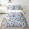 thumbnail image 2 of Homewish Cartoon Xmas Tree Bedding Comforter Set 7pcs for Kids, Cute Princess Bowknot King Bedding Sets, Blue Cartoon Christmas Reversible Bed Sheets, Microfiber Bedroom Decor, 2 of 7
