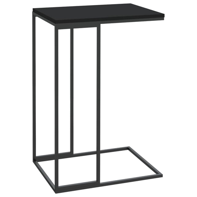 Mesa auxiliar vidaXL negra en forma de C de madera y hierro