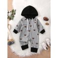 thumbnail image 3 of goowrom Bébé Garçon Printemps Automne Casual Combinaison Gris Rugby à Manches Longues Imprimé à Capuche Combinaison, 3 of 9