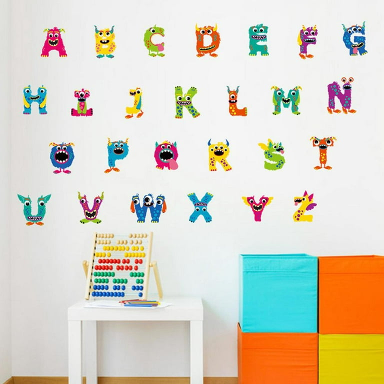 Animal Alphabet Decals Kids Wall Stickers Colorful ABC Letters Decals Peel  and Stick Removable Number Decals for Nursery Bedroom Kids Room Wall Closet