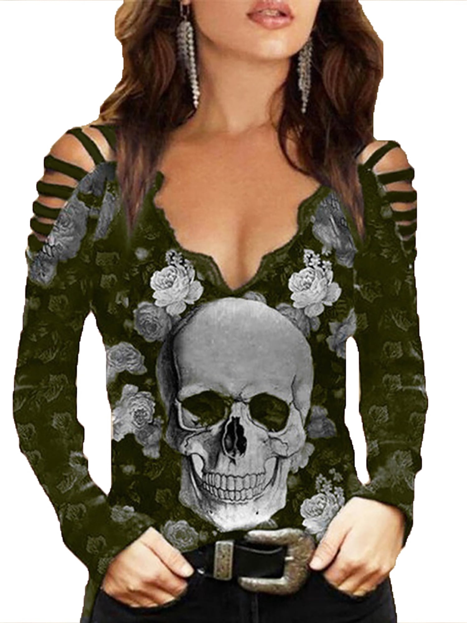 Bicycle Parts Skull-Breathable Sports V-Neck T-shirt Cycle Birthday Poison 