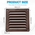 thumbnail image 2 of Uxcell Aluminum Vent Cover Screen Air Grille Ventilation Cover HVAC Louvered Grill for Home Kitchen Fireplace Brown 6x6 Inch, 2 of 7