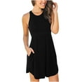 thumbnail image 1 of Fridja Robe Décontractée Sans Manches Col Rond Poches Solides Femme Slim Mini Robe, 1 of 9