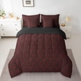 thumbnail image 2 of Feelyou Women Dream Catcher Comforter Set 7pcs, Black Red Damask Floral Queen Bedding Sets, 2 of 8