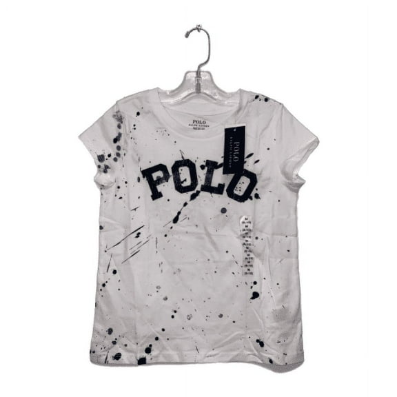 Polo Ralph Lauren WHITE Girl's S/S T-Shirt, US Small (7)
