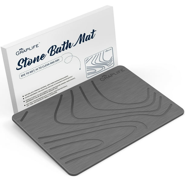 Diatomaceous Earth Bath Mat with Anti Slip Pad, 23.62 x 15.35 inch