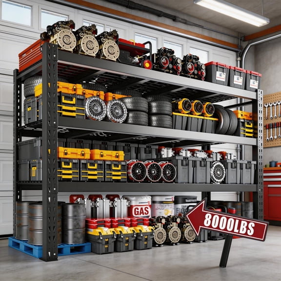 Garage Shelving Units,67" Wide Heavy Duty 3-Tier Metal Storage Shelf with Adjustable Shelves,5000lb Capacity Industrial Shelving for Garage Organization,Basement Storage,WorkshopWarehouse