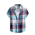 thumbnail image 2 of Vekome Mens Button down Shirts and Blouses Big and Tall Short Sleeve Tops Oversized Collared Casual Blouses Plaid Summer Tee Shirts, 2 of 7