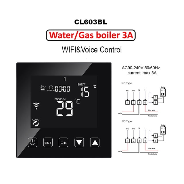 WiFi Smart Thermostat Temperature Controller For Water/Electric Floor Heating Water/Gas Boiler Works ,Easy to Install