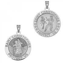 Martial Arts - Saint Christopher Doubledside Sports Religious Medal  - 2/3 inch Size of a Dime - Sterling Silver