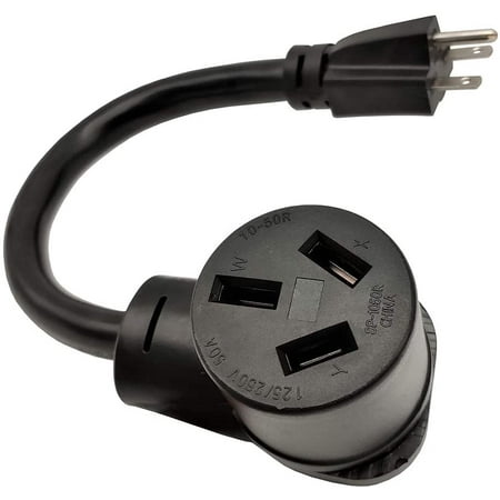 

61643 Adapter Cord A/C 3 Prong Plug 6-15P to 10-50R Electric Stove Receptacle NEMA 6-15 Dryer Male to NEMA 10-50R Electrical Stove Female 15A 250V 1FT