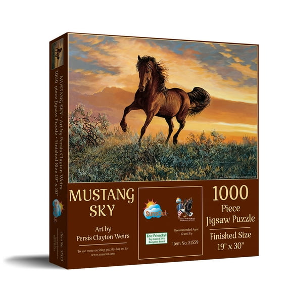 SUNSOUT INC - Mustang Sky - 1000 pc Jigsaw Puzzle by Artist: Persis Clayton Weirs - Finished Size 19" x 30" - MPN# 51559