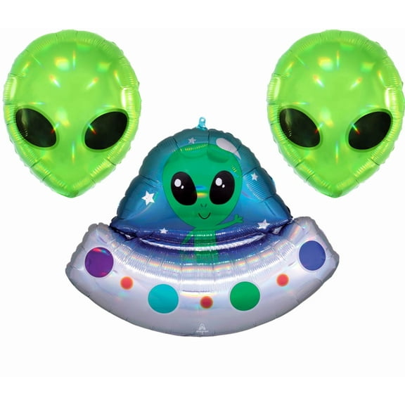 3 pc Aliens Spaceship Birthday balloons Decorations supplies Bouquet