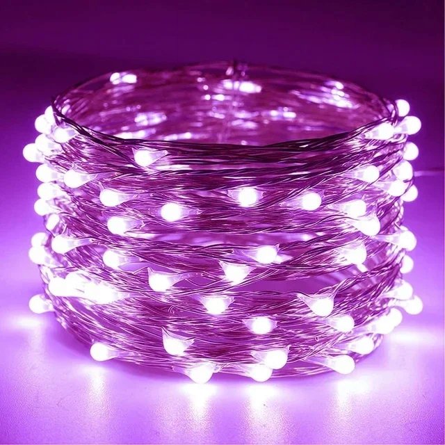 Guirnaldas de luces LED con batería de 1/2/3/5/10/20M, guirnalda de luces de alambre de cobre para dormitorio, jardín, fiesta, boda, decoración navideña