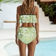 thumbnail image 4 of Trajes de Baño de Bikini de Mujer Conjunto de Cintura Alta de Vendaje de Impresión Sexy con Almohadillas de Pecho, Conjunto de Bikini de Mujer Conservador Y sin Mangas, 4 of 9
