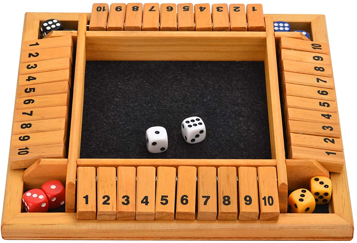QuadPro Shut The Box Wooden Bar Dice Game, 2 to 4 Player Classics