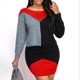 thumbnail image 2 of Otoño e Invierno mujer Casaul Patchwork manga larga cuello redondo suéter vestido Fridja nbo834, 2 of 5