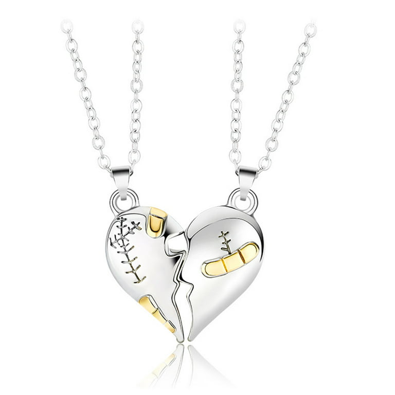 Couples Gifts Couples Necklaces For Him & Her 2 Pcs Magnetic Matching Heart  Pendant Necklace Women Men Lover Girlfriend Boyfriend Wife Husband Valenti