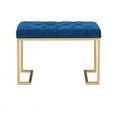 thumbnail image 3 of Pemberly Row Modern Metal Upholstered Velvet Bench in Navy and Gold, 3 of 7