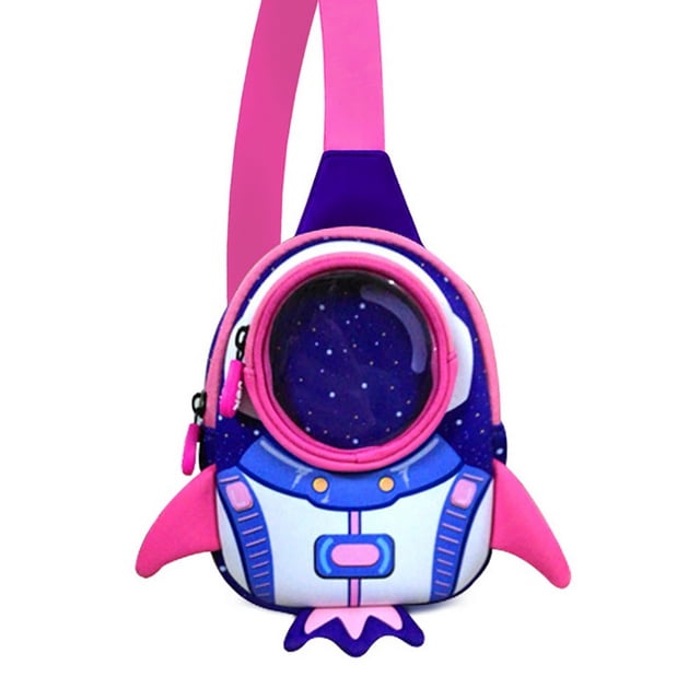 Chest Bag Mini Cute Cartoon Rocket Pattern Sling Bag Crossbody Bag for Children