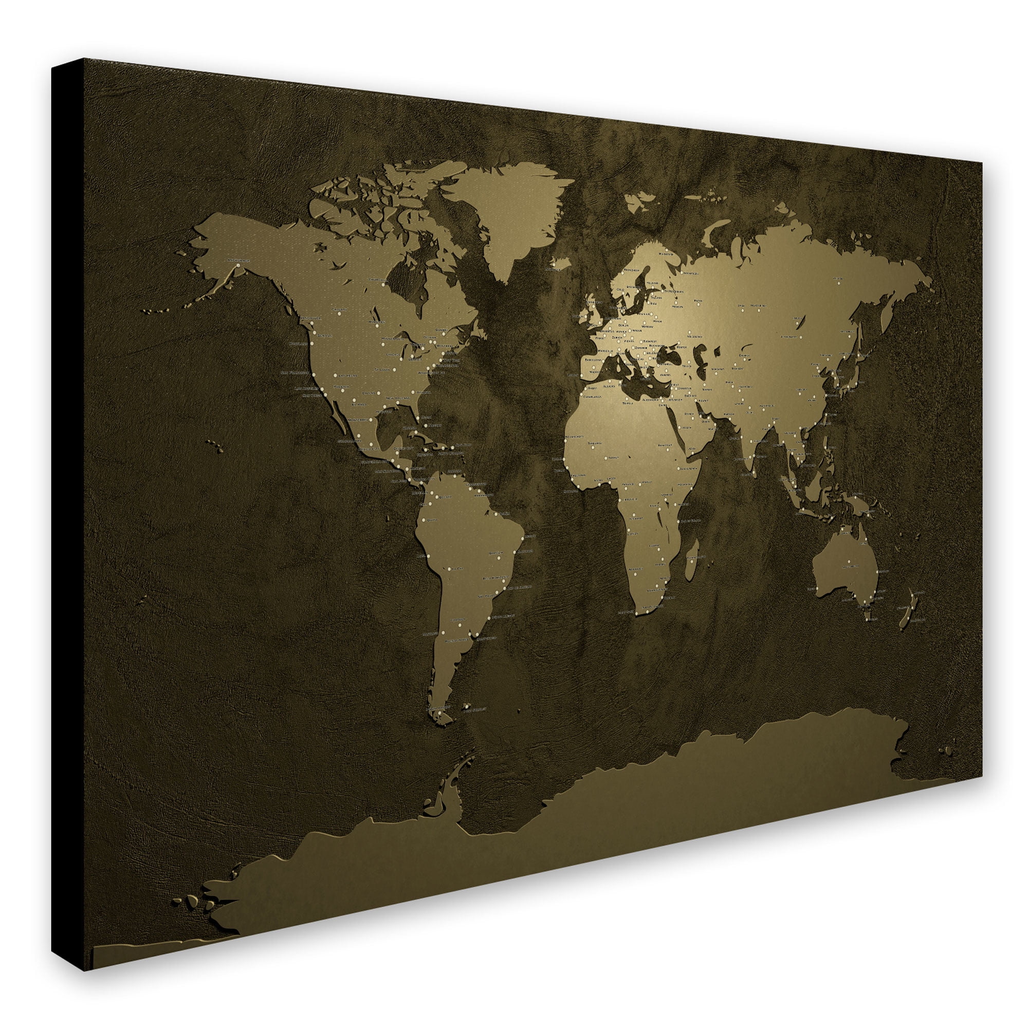 Trademark Art 'Gold World Map' Canvas Art by Michael Tompsett