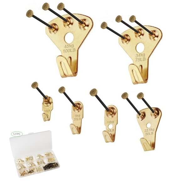 127Pcs Heavy Duty Picture Hanging Kit with Nails for Wooden/Drywall - Professional Hangers for Canvas, Office Pictures