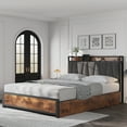 thumbnail image 1 of CazToi Full Size Platform Bed with Charging Headboard & 4 Storage Drawers Linen Upholstered No Box Spring Needed, 1 of 7