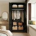 thumbnail image 5 of Polup 71" H Modern Steel Sturdy Armoire Cabinet with Shelves and Hanging Rod, Bedroom Wardrobe Closet with Doors Black, 5 of 6