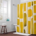 thumbnail image 5 of Yellow Floral Geometric Texture Fabric Shower Curtain Modern Art Washable Shower Curtains for Bathroom, Waterproof Bath Curtain with Hooks Home Decor 36x72in, 5 of 8