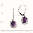 thumbnail image 5 of Sterling Silver Rhodium-Plated Diamond And Amethyst Earrings (28 X 9) Made In China qe10151am, 5 of 6