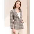thumbnail image 2 of Blazers para mujer Chaqueta tipo blazer a cuadros con solapa con muesca Boyfriend Albaricoque claro blanco L, 2 of 6