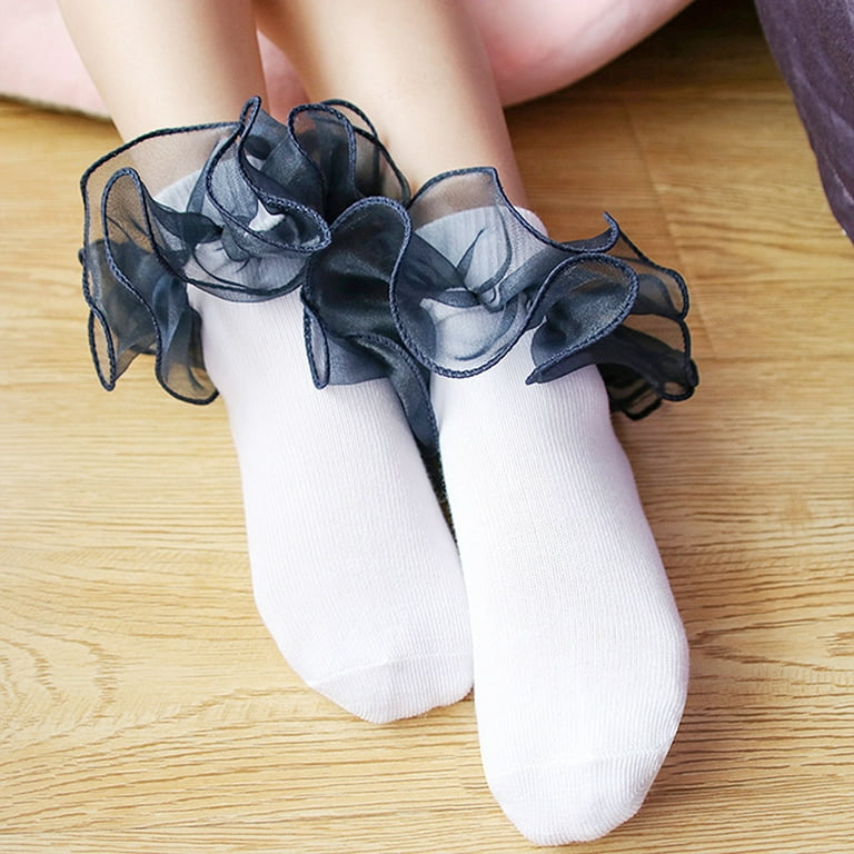 5 Pairs Baby Girls Lace Ruffle Princess Ankle Socks White School