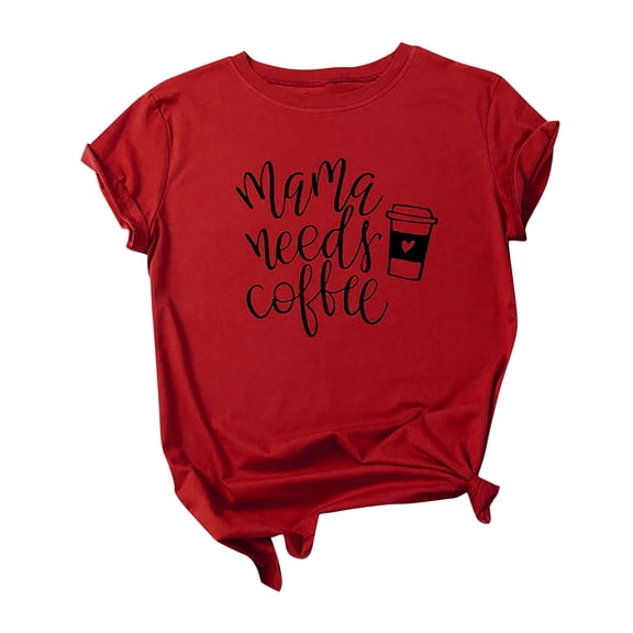 Landzoo Women'S T-Shirt Letter Print Short Sleeve Crew Neck Tops Summer Casual Women Tees Size M Red