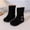 Black, variant on Girls Mid Calf Boots, Casual Non Slip Faux Suede Lightly Fleece‑Lined Fall Winter Shoes Beige Size 13.5 Big Kids