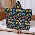 thumbnail image 5 of Multicolor Controllers Games Icons Black Pattern Hooded Bath Towel，60"x35" for Ages 3 To 12 Kids, Quick Dry Lightweight Soft Microfiber Hood Beach Towel Cover Up for Kids, 5 of 7