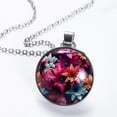 thumbnail image 2 of Fragmented Flowers Glass Circular Pendant Necklace - Elegant Jewelry Piece for Everyday Wear, 2 of 5