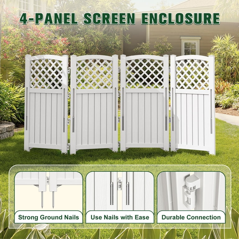 Devoko 4-Panel Privacy Fence, White photo 3