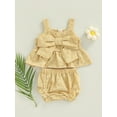 thumbnail image 3 of Bagilaanoe Newborn Baby Girl Two Piece Set Sleeveless Floral Plaid Bow Camisole Tops Elastic Waist Shorts 0-18 Months Infant Summer Clothes, 3 of 8