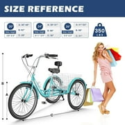 Mooncool Adult Tricycles 7 Speed, 16/20/24/26 inch 3 Wheel Bikes, Three-Wheeled Bicycles Cruise Trike with Shopping Basket for Seniors, Women, Men, Teenager, Kids