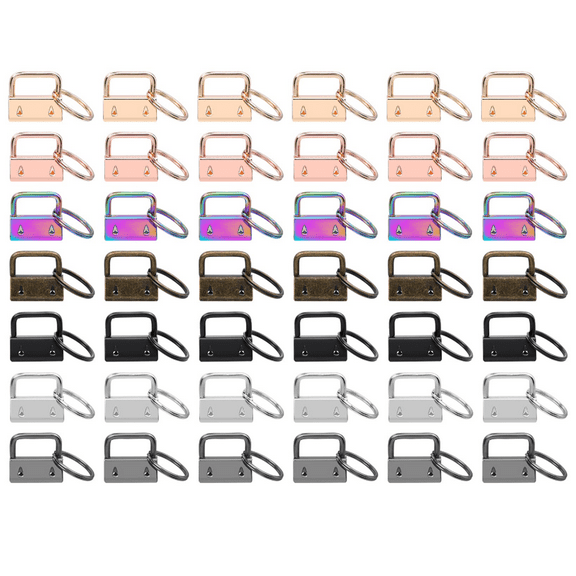 42PCS 1 Inch 7 Colors Keychain Hardware Set for Wristlet, Lanyard and Key Chain Making