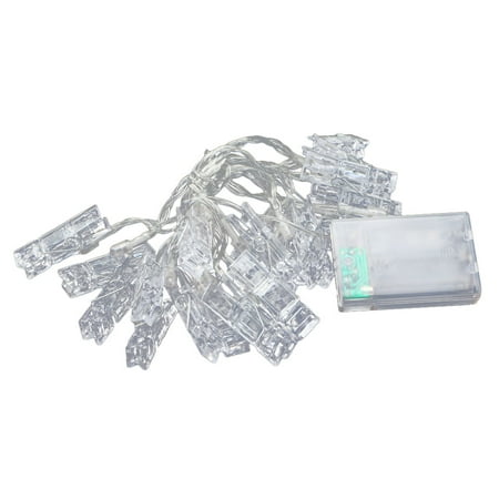 

20 Led Photo Peg Clip Shape Hanging Pictures Fairy String Lights Battery Power White