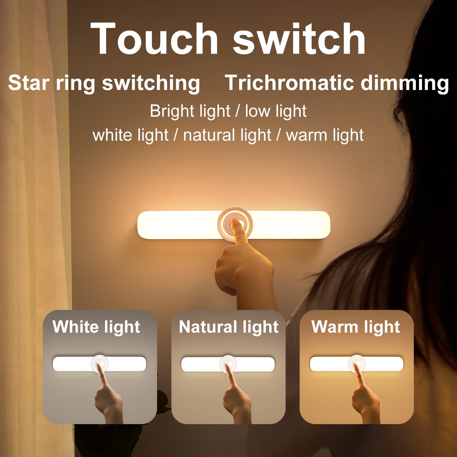 Wireless Motion Sensor Light, Battery Powered LED Closet Light, Dimmable Under Counter Lighting, Remote Control for Stairs and Wardrobes, Versatile Indoor Use