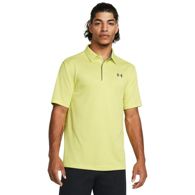 Polo de golf Under Armour Tech para hombre, talla S, amarillo/gris