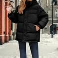 thumbnail image 2 of Breezora Women's Warm Winter Padded Jacket Loose Fit Thick Insulated Long Sleeve Coat with Hood L Size Black, 2 of 3