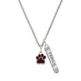 thumbnail image 1 of Delight Jewelry Silvertone Small Maroon Paw Silvertone Family Bar Charm Necklace, 23", 1 of 4