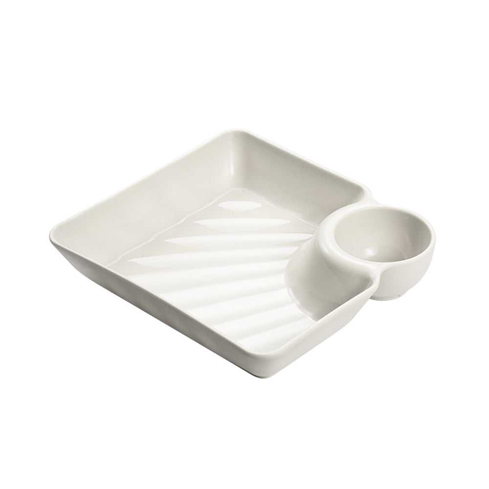 Dumpling Plates with Sauce Compartment Square Serving Plates with