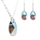 thumbnail image 1 of Juego de aretes y cadena con dije en forma de hoja, plata mexicana ley .925, Diamante Negro., 1 of 4