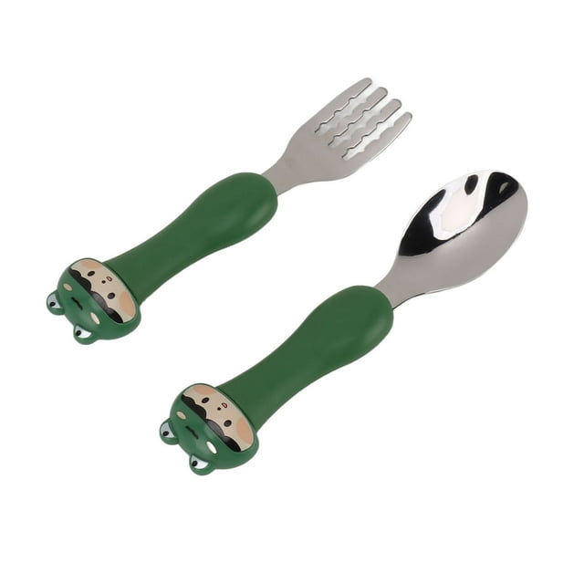 Cute Toddler Fork And Toddler Fork Cute Cartoon Friendly Eating Utensils Shaped Spoon PP Handle Stainless Steel Tableware For Feeding Training Cute Toddler Fork And