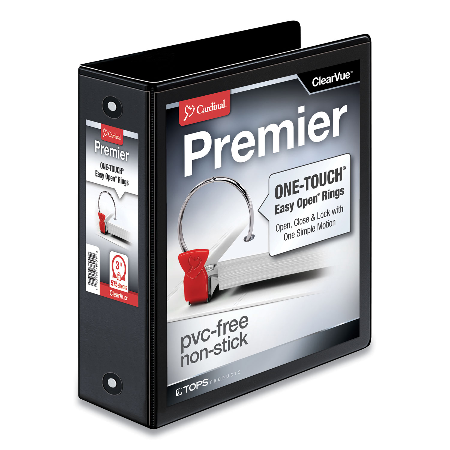 Premier Easy Open Clearvue Locking Round Ring Binder, 3 Rings, 3